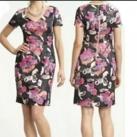 Banana Republic Watercolor Retro Floral Dresa Size 12 - Picture 1 of 5